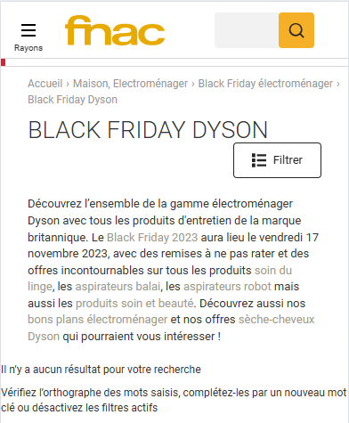 Capture d’écran du site fnac.com en octobre 2024