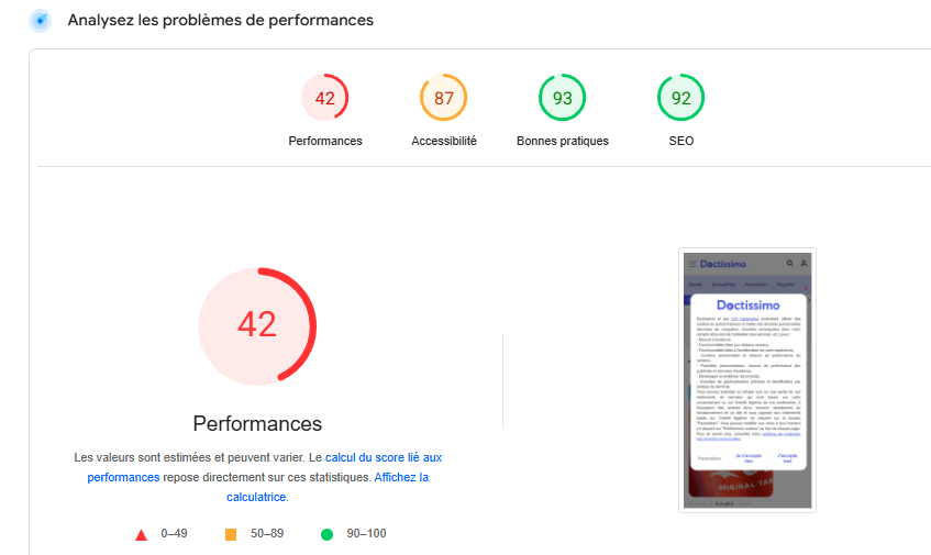 Performances Mobile Doctissimo.fr