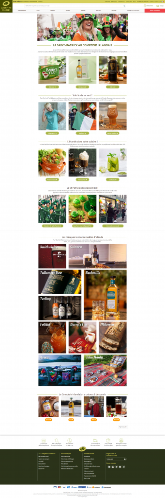 Landing Page "Saint Patrick" du Comtoir-irlandais.com